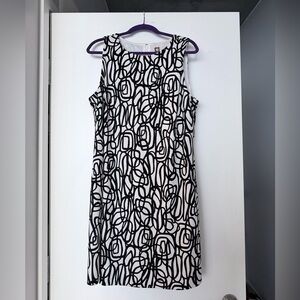 Anne Klein Black and White Sheath Midi Dress
